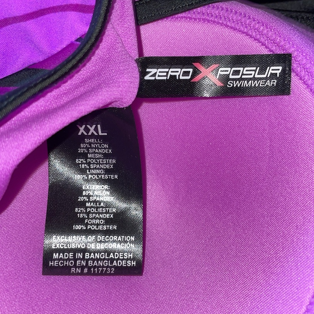 NWT ZERO X POSUR Women's Purple Leaf Print Top. Size XXL. - Picture 7 of 7